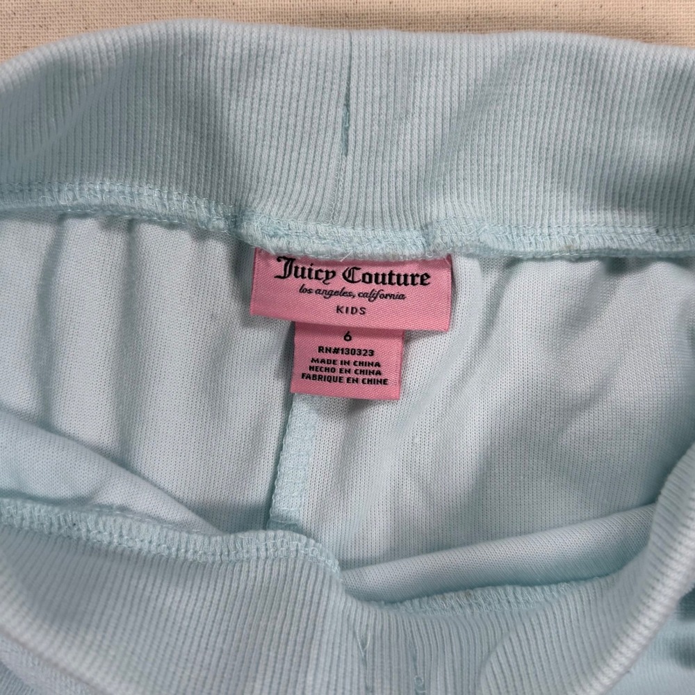 Juicy Couture Kids Velour Tracksuit Light Blue Hoodie Joggers Set Size 6 - Picture 8 of 13